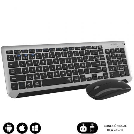 Teclado y Ratón Inalámbrico Subblim Combo Dual Prestige Extendido/ Gris y Negro Teclado y Ratón Inalámbrico Subblim Combo Dual Prestige Extendido/ Gris y Negro