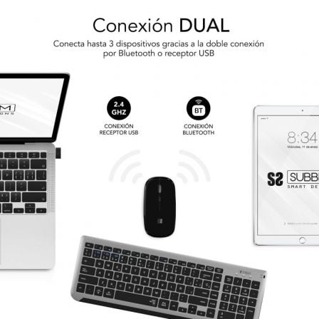 Teclado y Ratón Inalámbrico Subblim Combo Dual Prestige Extendido/ Gris y Negro Teclado y Ratón Inalámbrico Subblim Combo Dual Prestige Extendido/ Gris y Negro