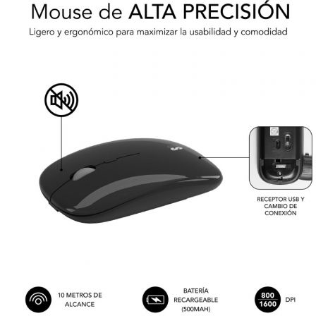 Teclado y Ratón Inalámbrico Subblim Combo Dual Prestige Extendido/ Gris y Negro Teclado y Ratón Inalámbrico Subblim Combo Dual Prestige Extendido/ Gris y Negro