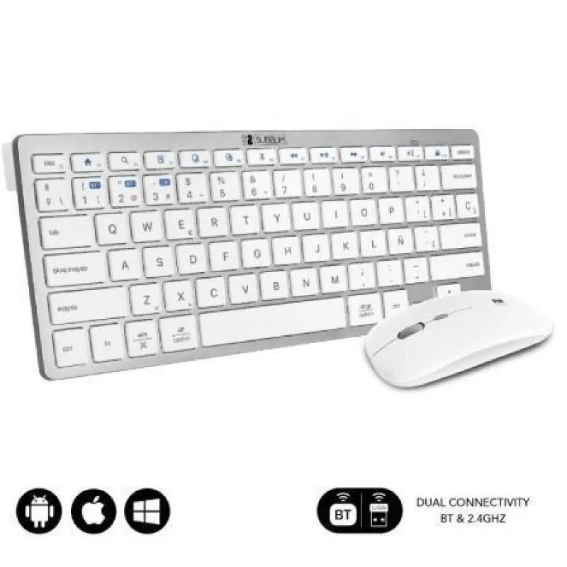 Teclado y Ratón Inalámbrico Subblim OCO010 Combo Multidispositivo Compacto/ Plata Teclado y Ratón Inalámbrico Subblim OCO010 Combo Multidispositivo Compacto/ Plata