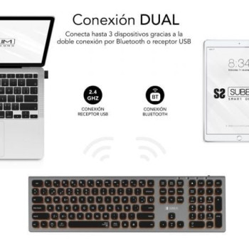 Teclado Inalámbrico Subblim Master/ Gris y Negro Teclado Inalámbrico Subblim Master/ Gris y Negro