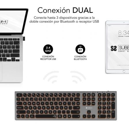 Teclado Inalámbrico Subblim Master/ Gris y Negro Teclado Inalámbrico Subblim Master/ Gris y Negro