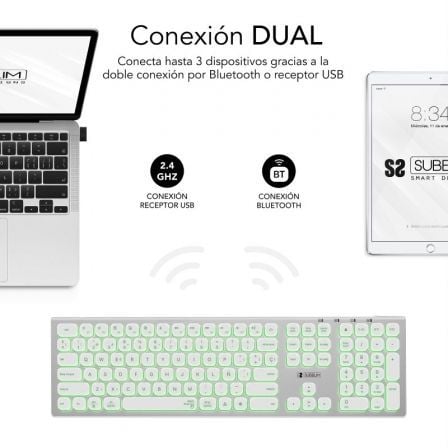 Teclado Inalámbrico Subblim Master/ Plata y Blanco Teclado Inalámbrico Subblim Master/ Plata y Blanco