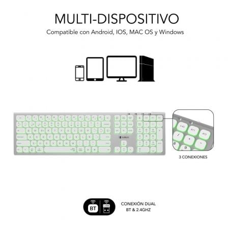 Teclado Inalámbrico Subblim Master/ Plata y Blanco Teclado Inalámbrico Subblim Master/ Plata y Blanco