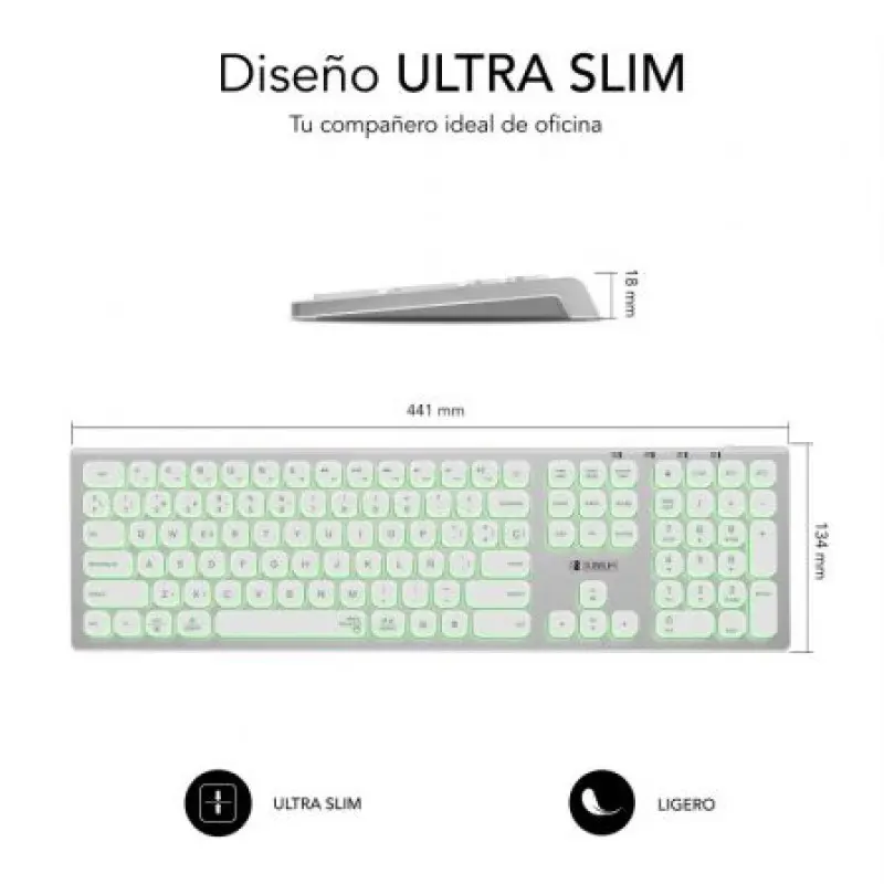 Teclado Inalámbrico Subblim Master/ Plata y Blanco Teclado Inalámbrico Subblim Master/ Plata y Blanco