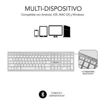 Teclado Inalámbrico por Bluetooth Subblim 2PUE200 Pure Extended/ Plata Teclado Inalámbrico por Bluetooth Subblim 2PUE200 Pure Extended/ Plata