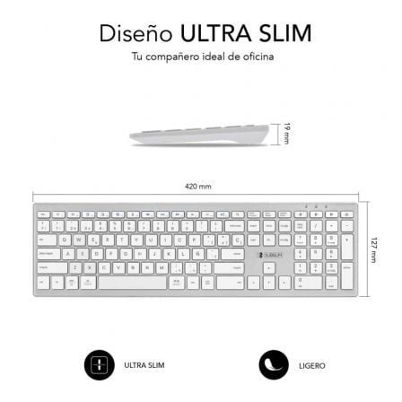 Teclado Inalámbrico por Bluetooth Subblim 2PUE200 Pure Extended/ Plata Teclado Inalámbrico por Bluetooth Subblim 2PUE200 Pure Extended/ Plata