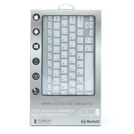 Teclado Compacto Inalámbrico por Bluetooth Subblim Smart/ Plata Teclado Compacto Inalámbrico por Bluetooth Subblim Smart/ Plata