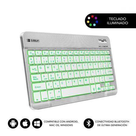 Teclado Compacto Inalámbrico por Bluetooth Subblim Smart Backlit/ Plata Teclado Compacto Inalámbrico por Bluetooth Subblim Smart Backlit/ Plata