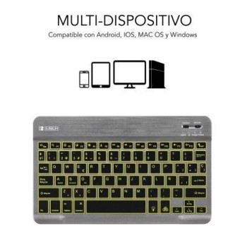 Teclado Compacto Inalámbrico por Bluetooth Subblim Smart Backlit/ Gris Teclado Compacto Inalámbrico por Bluetooth Subblim Smart Backlit/ Gris