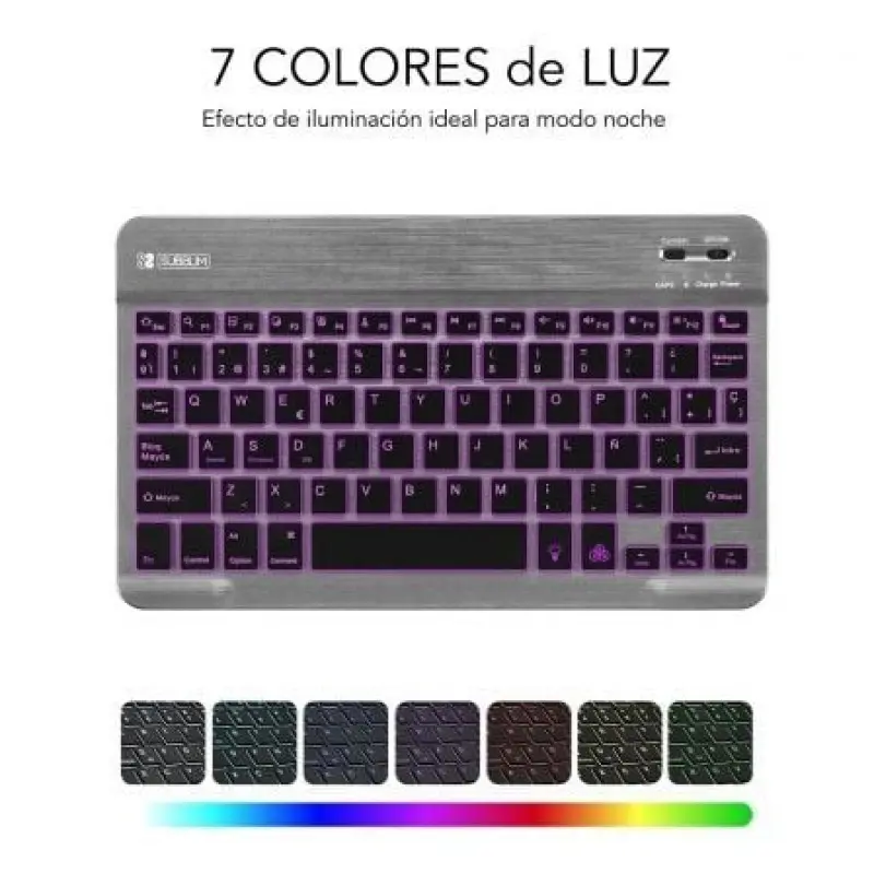 Teclado Compacto Inalámbrico por Bluetooth Subblim Smart Backlit/ Gris Teclado Compacto Inalámbrico por Bluetooth Subblim Smart Backlit/ Gris