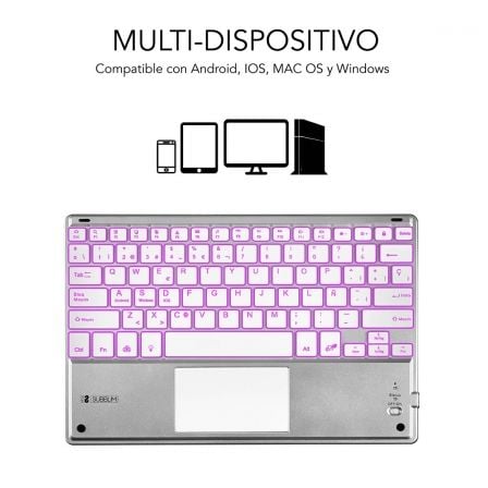 Teclado Compacto Inalámbrico por Bluetooth Subblim SMBT50/ Plata Teclado Compacto Inalámbrico por Bluetooth Subblim SMBT50/ Plata