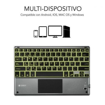 Teclado Compacto Inalámbrico por Bluetooth Subblim Touchpad Smart Blacklit/ Gris Teclado Compacto Inalámbrico por Bluetooth Subblim Touchpad Smart Blacklit/ Gris