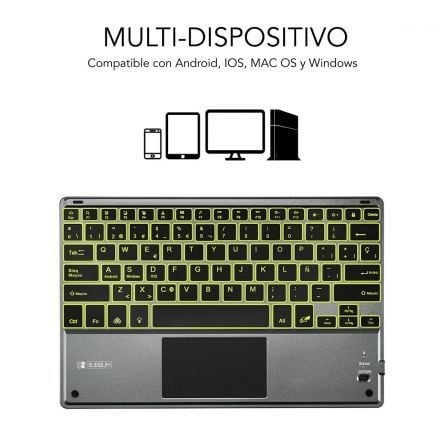 Teclado Compacto Inalámbrico por Bluetooth Subblim Touchpad Smart Blacklit/ Gris Teclado Compacto Inalámbrico por Bluetooth Subblim Touchpad Smart Blacklit/ Gris