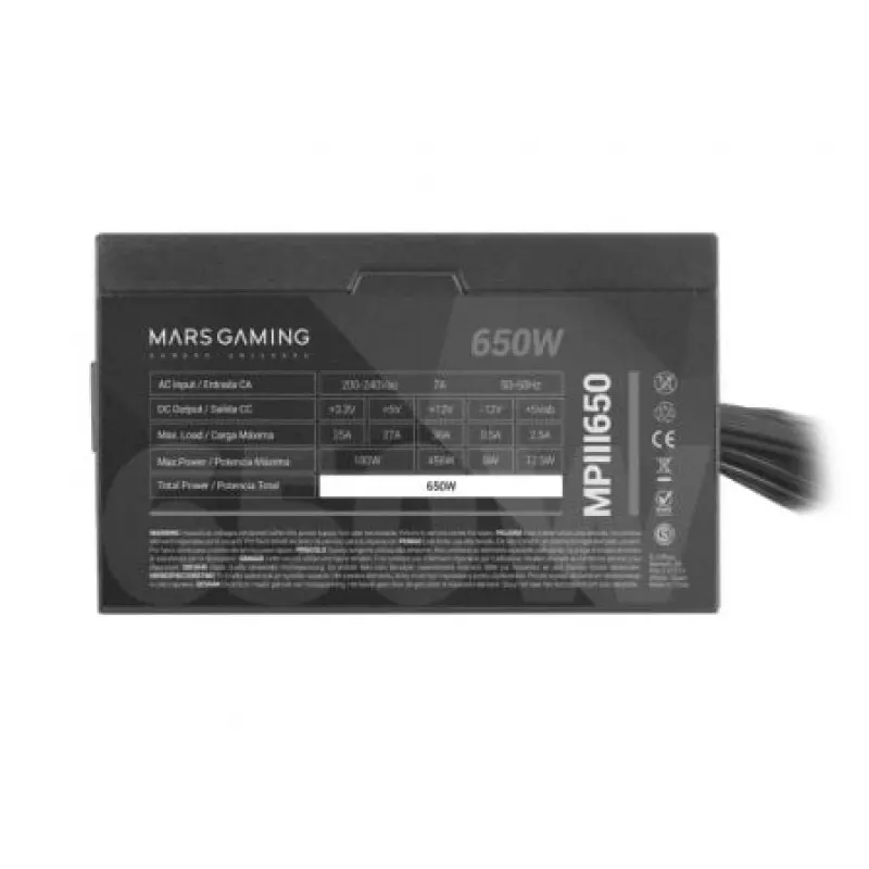 Fuente de Alimentación Mars Gaming MPIII650/ 650W/ Ventilador 12cm Fuente de Alimentación Mars Gaming MPIII650/ 650W/ Ventilador 12cm