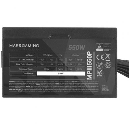 Fuente de Alimentación Mars Gaming MPIII550P/ 550W/ Ventilador 12cm Fuente de Alimentación Mars Gaming MPIII550P/ 550W/ Ventilador 12cm
