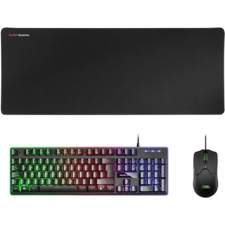 Pack Gaming Mars Gaming MCPX/ Teclado H-MECH + Ratón Óptico + Alfombrilla/ Negro Pack Gaming Mars Gaming MCPX/ Teclado H-MECH + Ratón Óptico + Alfombrilla/ Negro