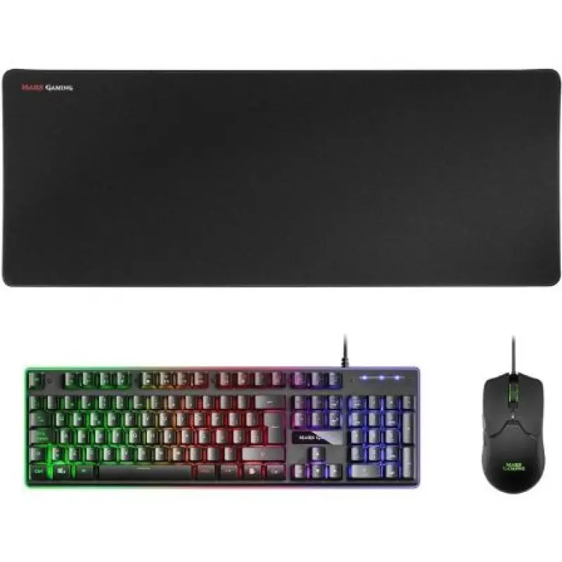 Pack Gaming Mars Gaming MCPX/ Teclado H-MECH + Ratón Óptico + Alfombrilla/ Negro Pack Gaming Mars Gaming MCPX/ Teclado H-MECH + Ratón Óptico + Alfombrilla/ Negro