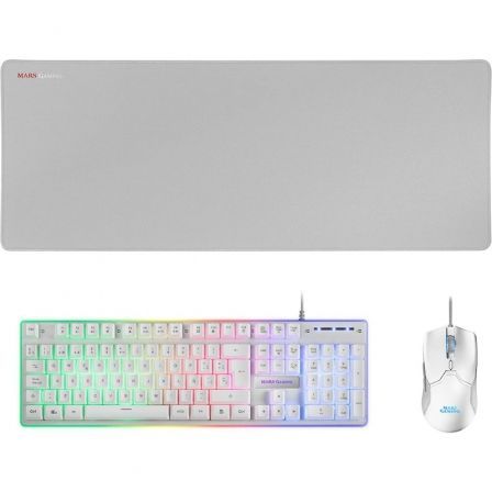 Pack Gaming Mars Gaming MCPX/ Teclado H-MECH + Ratón Óptico + Alfombrilla/ Blanco Pack Gaming Mars Gaming MCPX/ Teclado H-MECH + Ratón Óptico + Alfombrilla/ Blanco