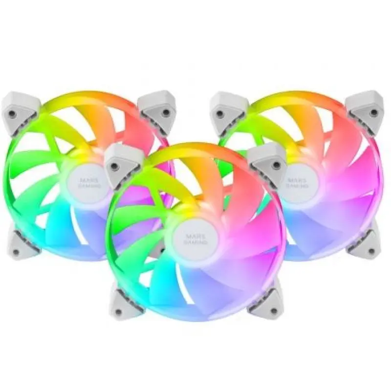 Pack 3 Ventiladores Invertidos Mars Gaming MF-3AR/ 12cm/ ARGB/ Blanco Pack 3 Ventiladores Invertidos Mars Gaming MF-3AR/ 12cm/ ARGB/ Blanco