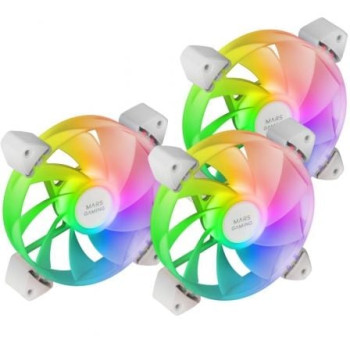 Pack 3 Ventiladores Invertidos Mars Gaming MF-3AR/ 12cm/ ARGB/ Blanco Pack 3 Ventiladores Invertidos Mars Gaming MF-3AR/ 12cm/ ARGB/ Blanco