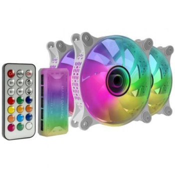 Pack 3 Ventiladores Mars Gaming MF-3DKITW/ 12cm + HUB + Mando a Distancia/ ARGB/ Blanco Pack 3 Ventiladores Mars Gaming MF-3DKITW/ 12cm + HUB + Mando a Distancia/ ARGB/ Blanco