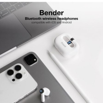 Auriculares Bluetooth TooQ Bender TQBWH-0031W con estuche de carga/ Autonomía 4h/ Blancos Auriculares Bluetooth TooQ Bender TQBWH-0031W con estuche de carga/ Autonomía 4h/ Blancos