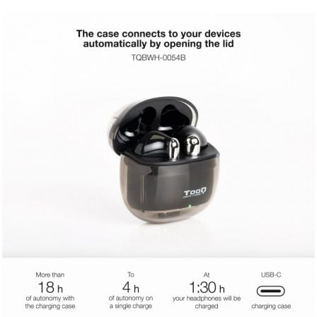 Auriculares Bluetooth TooQ Onyx TQBWH-0054B con estuche de carga/ Autonomía 4h/ Negros Auriculares Bluetooth TooQ Onyx TQBWH-0054B con estuche de carga/ Autonomía 4h/ Negros