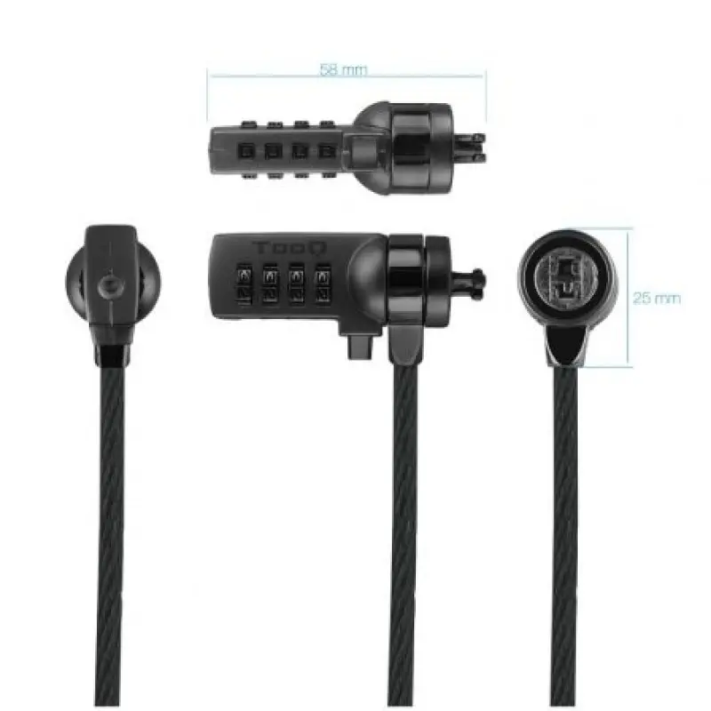 Cable de Seguridad para Portátiles TooQ TQCLKC0015-G/ 1.5m Cable de Seguridad para Portátiles TooQ TQCLKC0015-G/ 1.5m