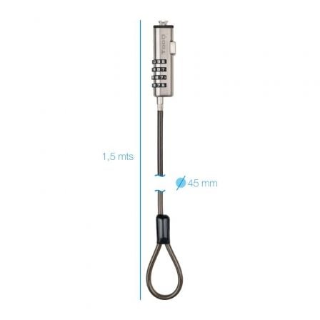 Cable de Seguridad Tipo NANO para Portátiles TooQ TQCLKC0035-G/ 1.5m Cable de Seguridad Tipo NANO para Portátiles TooQ TQCLKC0035-G/ 1.5m