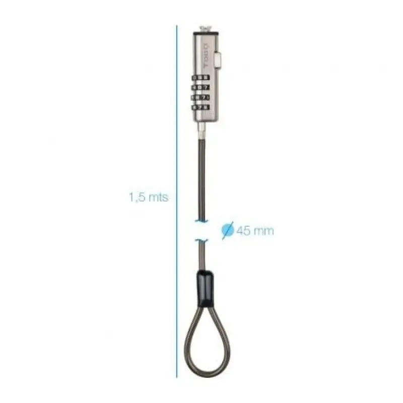Cable de Seguridad Tipo NANO para Portátiles TooQ TQCLKC0035-G/ 1.5m Cable de Seguridad Tipo NANO para Portátiles TooQ TQCLKC0035-G/ 1.5m