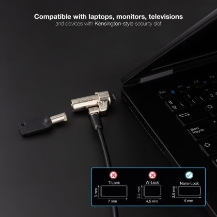 Cable de Seguridad Tipo NANO para Portátiles TooQ TQCLKC0045-G/ 1.5m Cable de Seguridad Tipo NANO para Portátiles TooQ TQCLKC0045-G/ 1.5m