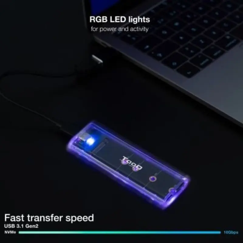 Caja Externa para Disco SSD M.2 NVMe TooQ TQE-2200/ USB 3.2/ Sin tornillos Caja Externa para Disco SSD M.2 NVMe TooQ TQE-2200/ USB 3.2/ Sin tornillos