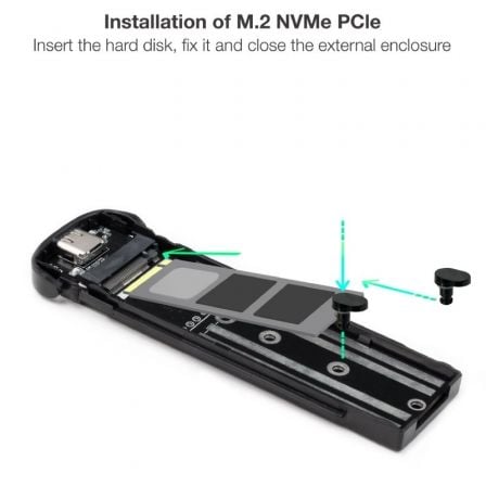 Caja Externa para Disco SSD M.2 NVMe TooQ TQE-2201R/ USB 3.1 Gen2/ Sin tornillos Caja Externa para Disco SSD M.2 NVMe TooQ TQE-2201R/ USB 3.1 Gen2/ Sin tornillos
