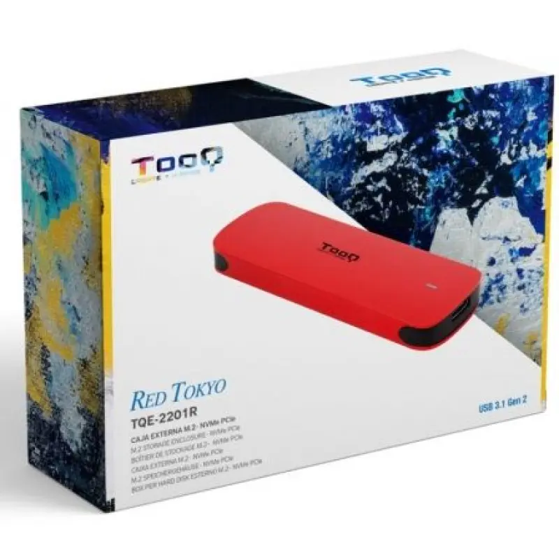 Caja Externa para Disco SSD M.2 NVMe TooQ TQE-2201R/ USB 3.1 Gen2/ Sin tornillos Caja Externa para Disco SSD M.2 NVMe TooQ TQE-2201R/ USB 3.1 Gen2/ Sin tornillos