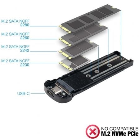 Caja Externa para Disco SSD M.2 TooQ TQE-2202S/ USB 3.1 Gen2/ Sin tornillos Caja Externa para Disco SSD M.2 TooQ TQE-2202S/ USB 3.1 Gen2/ Sin tornillos
