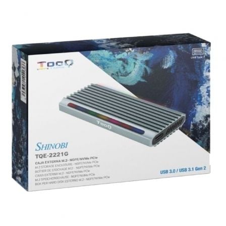 Caja Externa para Disco SSD M.2 NVMe TooQ TQE-2221G/ USB 3.1 Gen2/ Sin tornillos Caja Externa para Disco SSD M.2 NVMe TooQ TQE-2221G/ USB 3.1 Gen2/ Sin tornillos