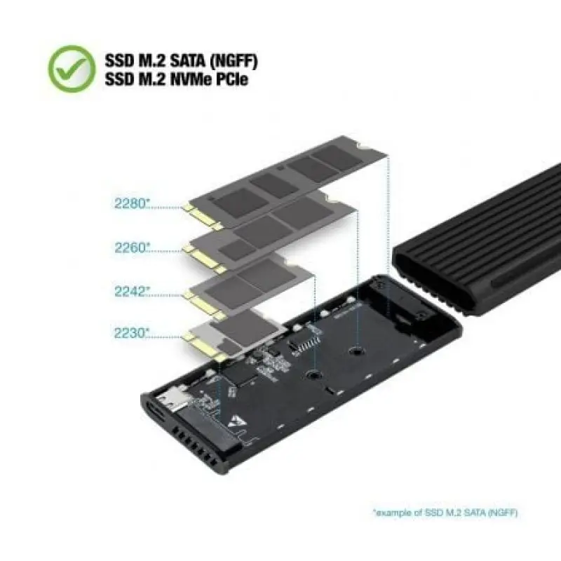 Caja Externa para Disco SSD M.2 NVMe TooQ TQE-2222B/ USB 3.1 Gen2/ Sin tornillos Caja Externa para Disco SSD M.2 NVMe TooQ TQE-2222B/ USB 3.1 Gen2/ Sin tornillos