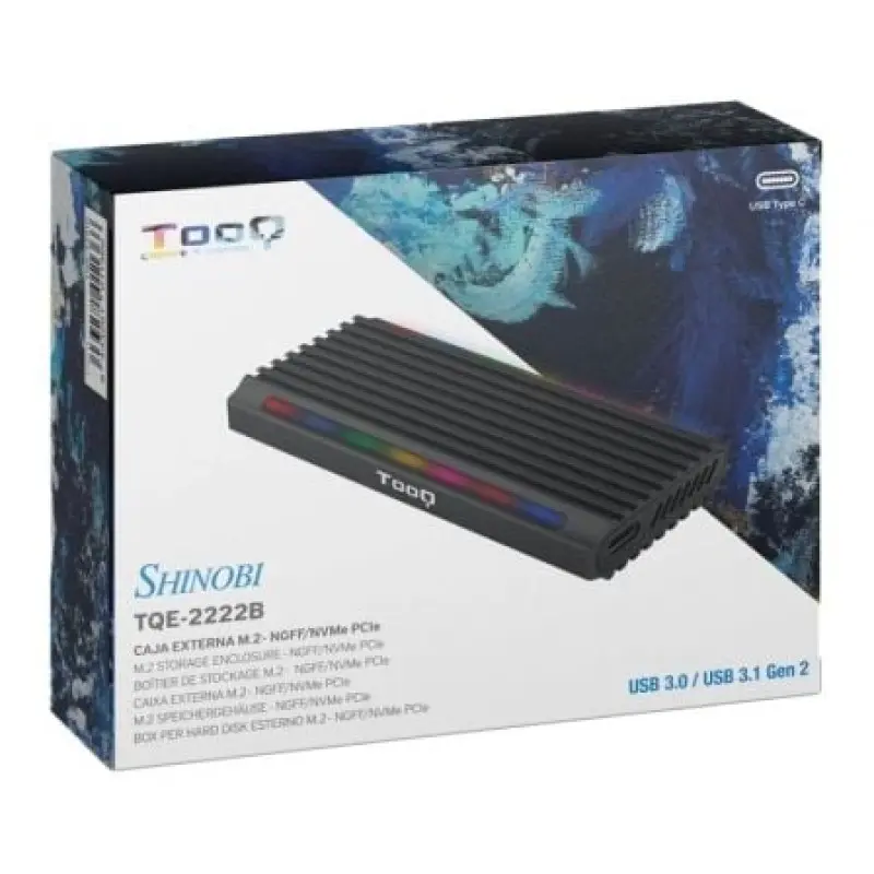 Caja Externa para Disco SSD M.2 NVMe TooQ TQE-2222B/ USB 3.1 Gen2/ Sin tornillos Caja Externa para Disco SSD M.2 NVMe TooQ TQE-2222B/ USB 3.1 Gen2/ Sin tornillos