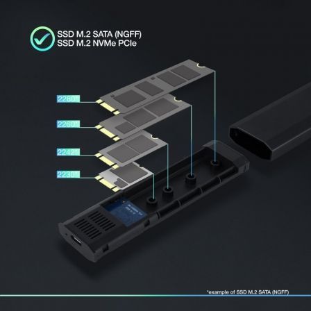 Caja Externa para Disco SSD M.2 NVMe TooQ TQE-2223B/ USB 3.2/ Sin tornillos Caja Externa para Disco SSD M.2 NVMe TooQ TQE-2223B/ USB 3.2/ Sin tornillos