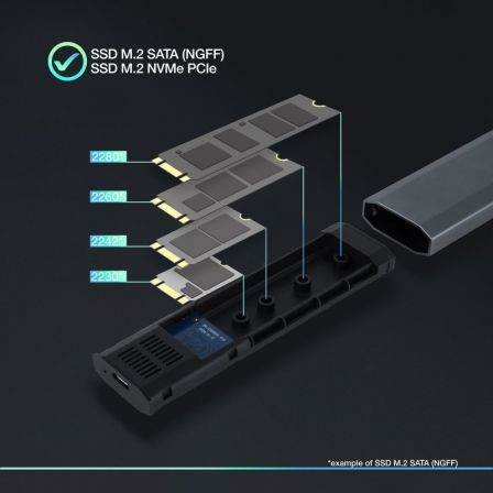 Caja Externa para Disco SSD M.2 NVMe TooQ TQE-2223G/ USB 3.2/ Sin tornillos Caja Externa para Disco SSD M.2 NVMe TooQ TQE-2223G/ USB 3.2/ Sin tornillos