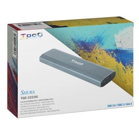 Caja Externa para Disco SSD M.2 NVMe TooQ TQE-2223G/ USB 3.2/ Sin tornillos Caja Externa para Disco SSD M.2 NVMe TooQ TQE-2223G/ USB 3.2/ Sin tornillos