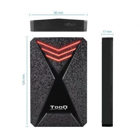 Caja Externa Gaming para Disco Duro de 2.5' TooQ TQE-2550RGB/ USB 3.1/ Sin tornillos Caja Externa Gaming para Disco Duro de 2.5' TooQ TQE-2550RGB/ USB 3.1/ Sin tornillos