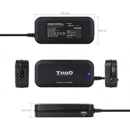Cargador de Portátil TooQ TQLC-90BS02AT/ 90W/ Automático/ 12 Conectores/ Voltaje 12-20V/ 1 USB Cargador de Portátil TooQ TQLC-90BS02AT/ 90W/ Automático/ 12 Conectores/ Voltaje 12-20V/ 1 USB