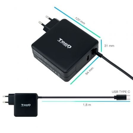 Cargador de Portátil TooQ TQLC-USBC90PD USB Tipo-C/ 90W/ Automático/ Voltaje 5-20V/ 1x USB Tipo-C Cargador de Portátil TooQ TQLC-USBC90PD USB Tipo-C/ 90W/ Automático/ Voltaje 5-20V/ 1x USB Tipo-C