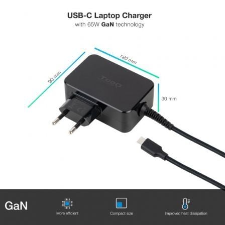 Cargador de Portátil TooQ TQLC-USBCGAN65PD USB Tipo-C/ 65W/ Automático/ Voltaje 5-20V Cargador de Portátil TooQ TQLC-USBCGAN65PD USB Tipo-C/ 65W/ Automático/ Voltaje 5-20V