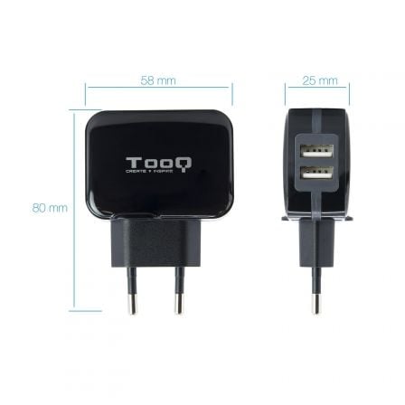 Cargador de Pared TooQ TQWC-1S02/ 2xUSB/ 17W Cargador de Pared TooQ TQWC-1S02/ 2xUSB/ 17W