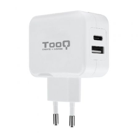 Cargador de Pared TooQ TQWC-2SC02WT/ 1xUSB Tipo-C/ 1x USB/ 27W Cargador de Pared TooQ TQWC-2SC02WT/ 1xUSB Tipo-C/ 1x USB/ 27W