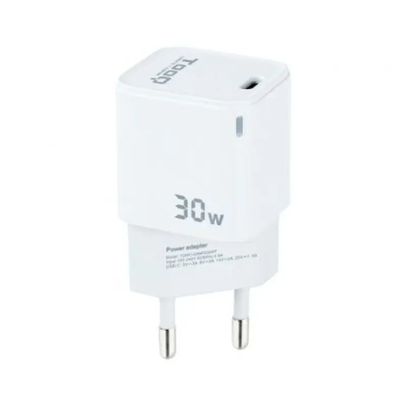 Cargador Gan de Pared TooQ TQWC-GANPD30WT/ 1xUSB Tipo-C/ 30W Cargador Gan de Pared TooQ TQWC-GANPD30WT/ 1xUSB Tipo-C/ 30W
