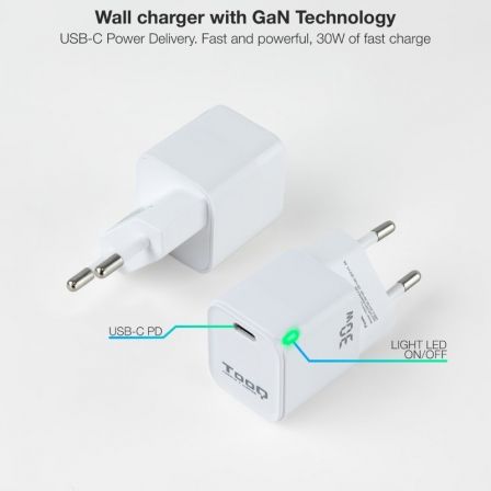 Cargador Gan de Pared TooQ TQWC-GANPD30WT/ 1xUSB Tipo-C/ 30W Cargador Gan de Pared TooQ TQWC-GANPD30WT/ 1xUSB Tipo-C/ 30W